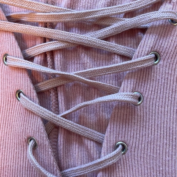 Forever21 Pink Criss Cross Sexy Front Detail Sleeveless Tank Midi Bodycon Dress - Picture 4 of 6